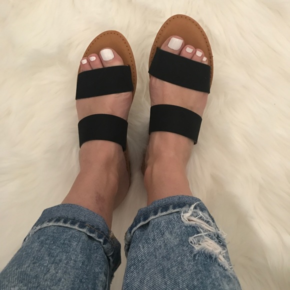 1 left!! Black Vegan Suede Slide Sandal - Picture 4 of 7